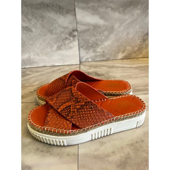Franco Sarto Platform Sandals Birch Snakeskin Women’s Size 8M Salmon Color - Picture 1 of 8
